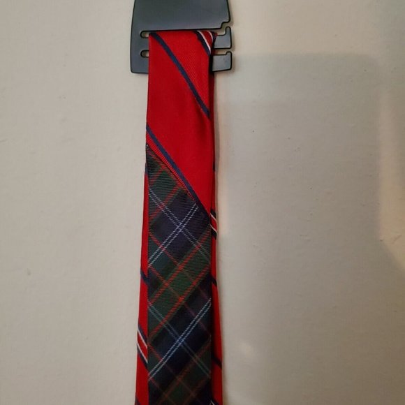 Tommy Hilfiger Necktie Tie Red diagonal stripes blue - Picture 3 of 5
